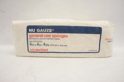 Johnson&Johnson 7634 NU Gauze General-Use Sponges 4inch x 4inch - 4 ply - Pack of 200